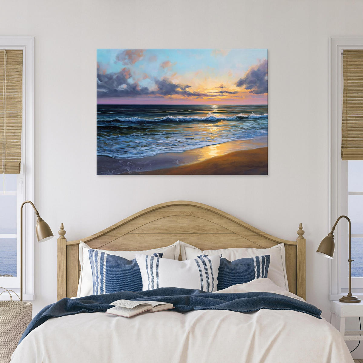 LEINWANDBILD Strand Meer Blau 120x80 cm - Multicolor, Holzwerkstoff (120/80cm) - Wallarena