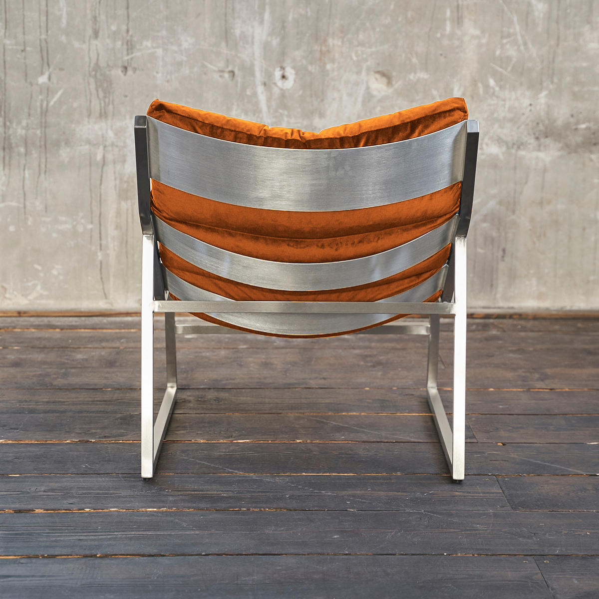 RELAXSESSEL SIRO Orange Webstoff - Silberfarben/Orange, Textil/Metall (70/78/125cm) - KAWOLA