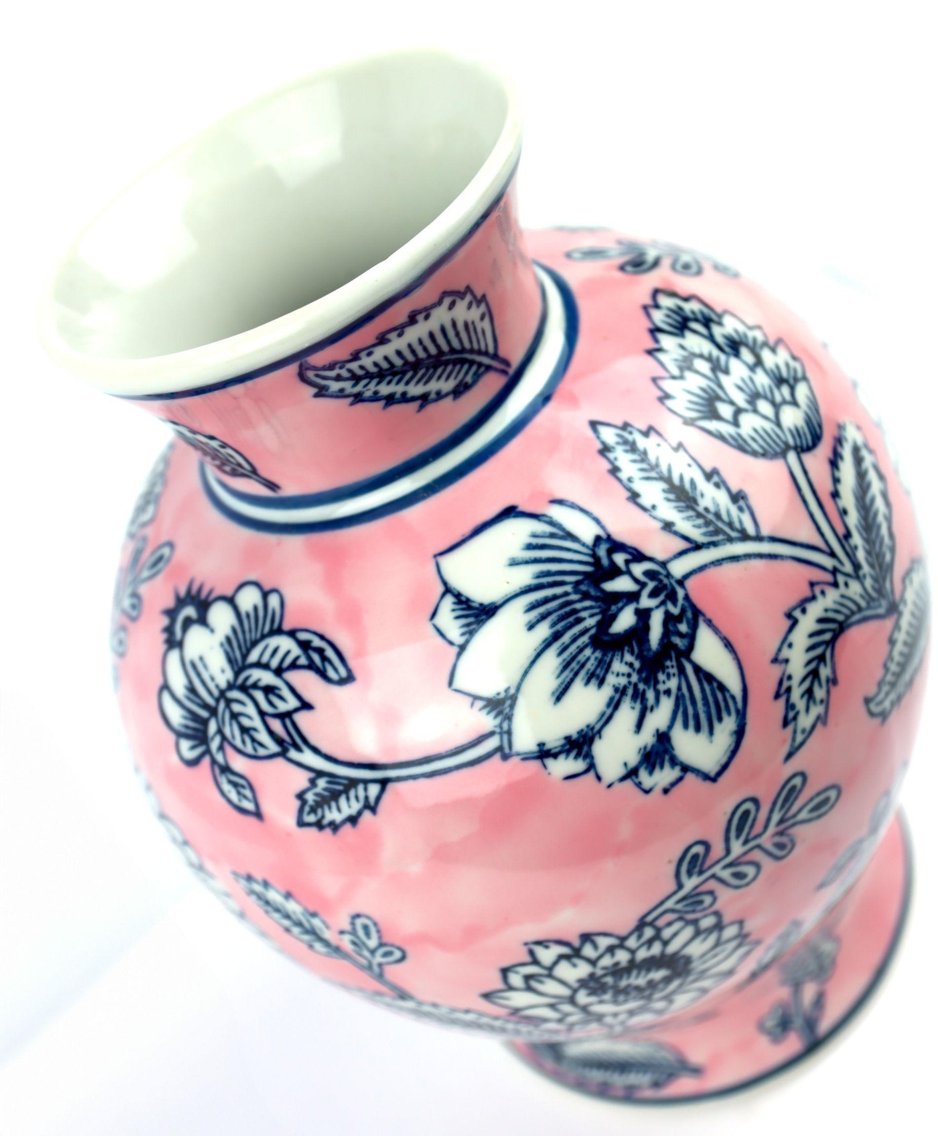 VASE Ming Porzellan rosa mit Blumenmotiv - Rosa, Keramik (21cm) - FURNARO