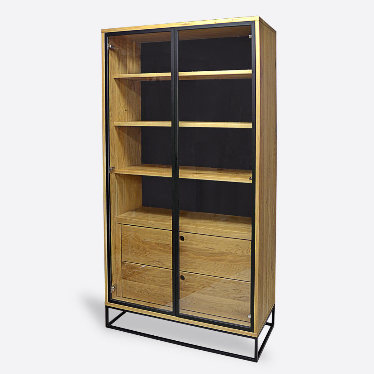 VITRINE Loft aus Massivholz für das Wohnzimmer MERIS II - Eichefarben, Holz (100/190/40cm) - Rawood Furniture