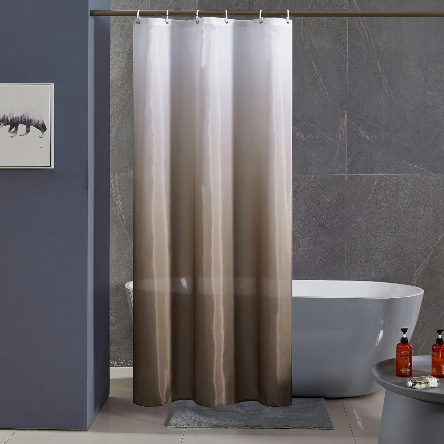 DUSCHVORHANG Textil 100 x 200 cm Weiß nach Taupe - Multicolor, Textil (100/200cm)