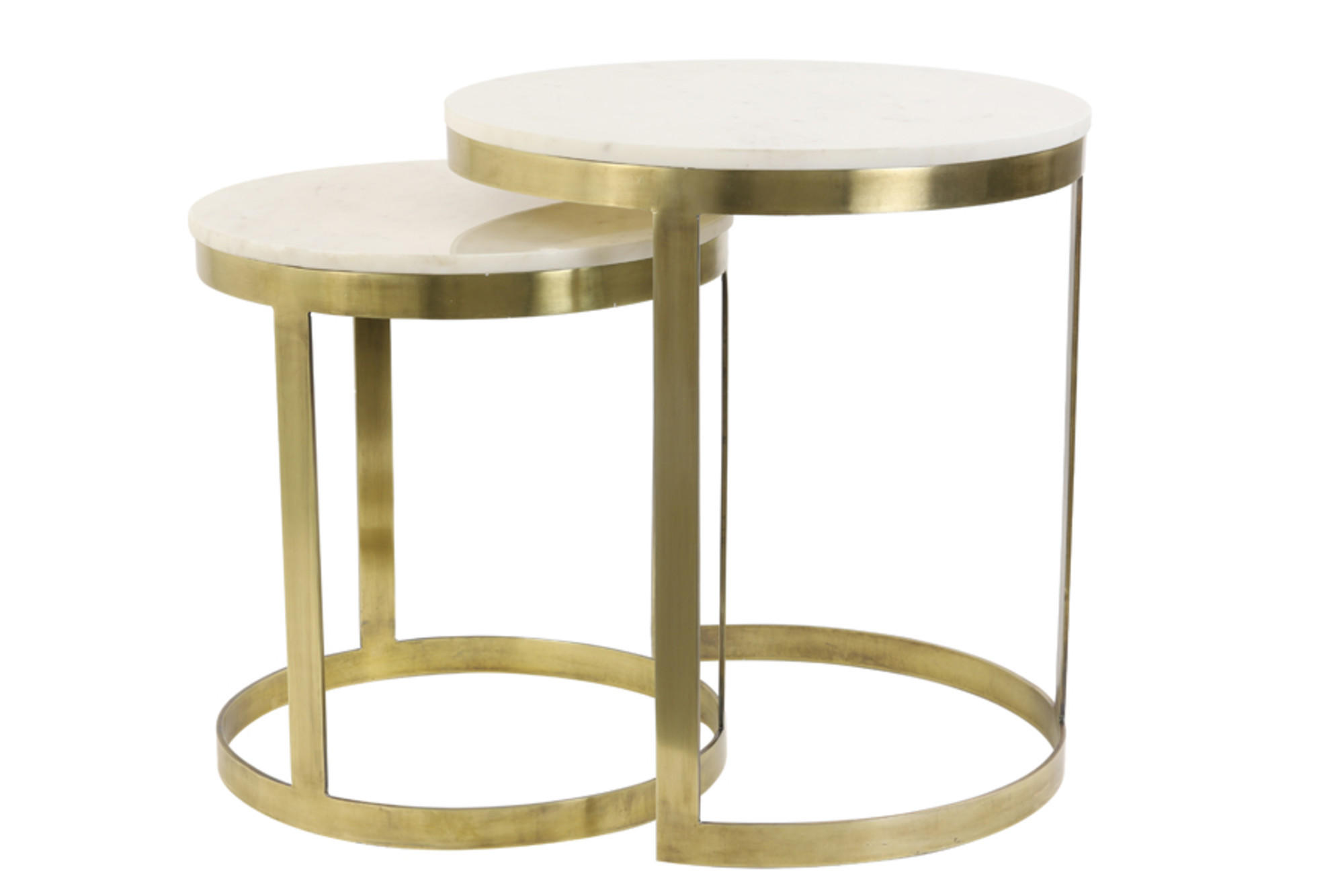 BEISTELLTISCH Perlato Weiß Ø49/52 cm 2er-Set - Weiß, Metall (49/49/52cm) - Light & Living