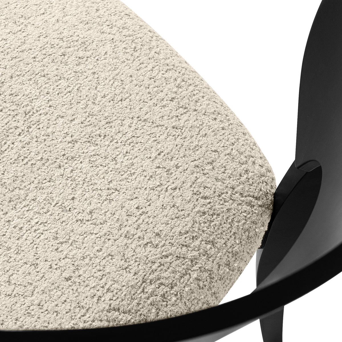 HOLZSTUHL LYCO Esstischstühl 2-er Set, Bouclé - Creme/Schwarz, Holz/Textil (47/80.5/45cm) - KONSIMO®