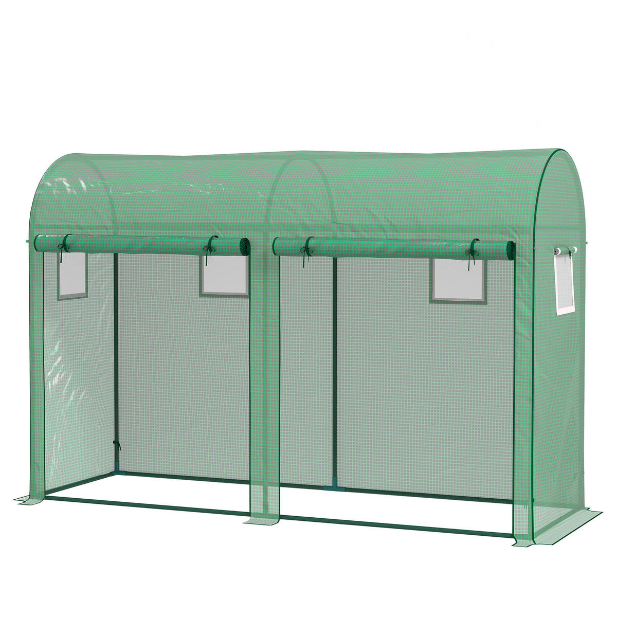 GEWÄCHSHAUS DE-11904 mit 2 Türen & 4 Fenstern Grün - Grün, Metall (100/200/300cm) - ComfortXL