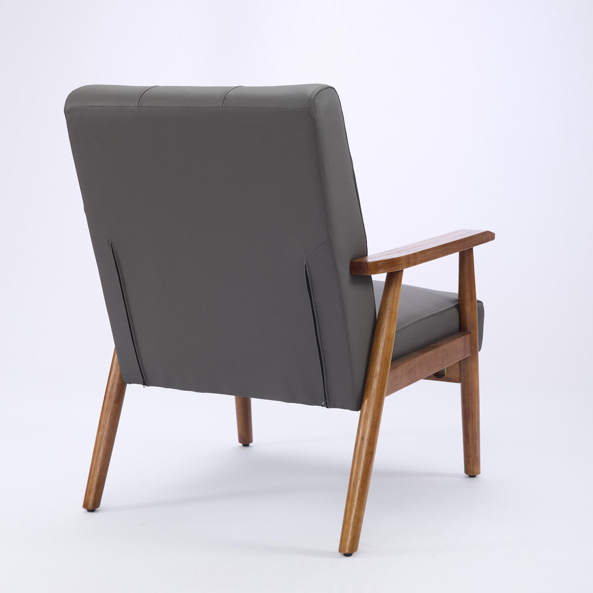 SESSEL Echtleder mit Nussbaum-Armlehnen, DE-42331, Grau - Grau, Holzwerkstoff (80/83/64cm) - ComfortXL