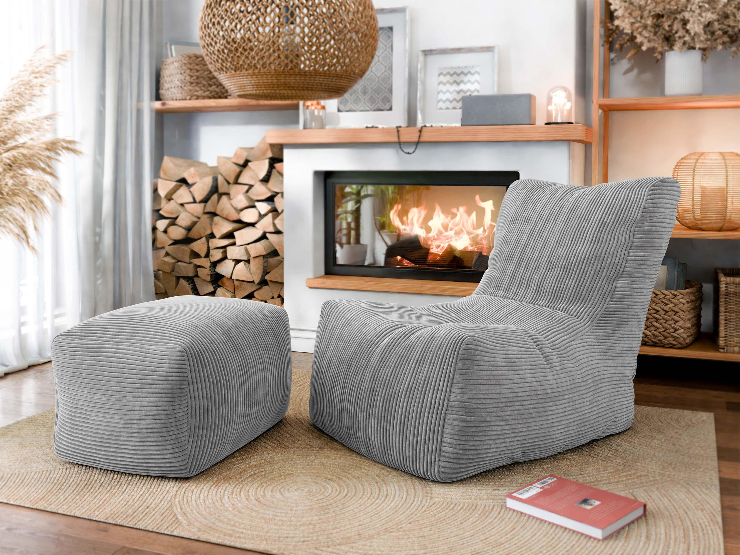 SITZSACK SET Rest und Easy Cord - Grau, Textil (80/90/100cm) - MIRJAN24