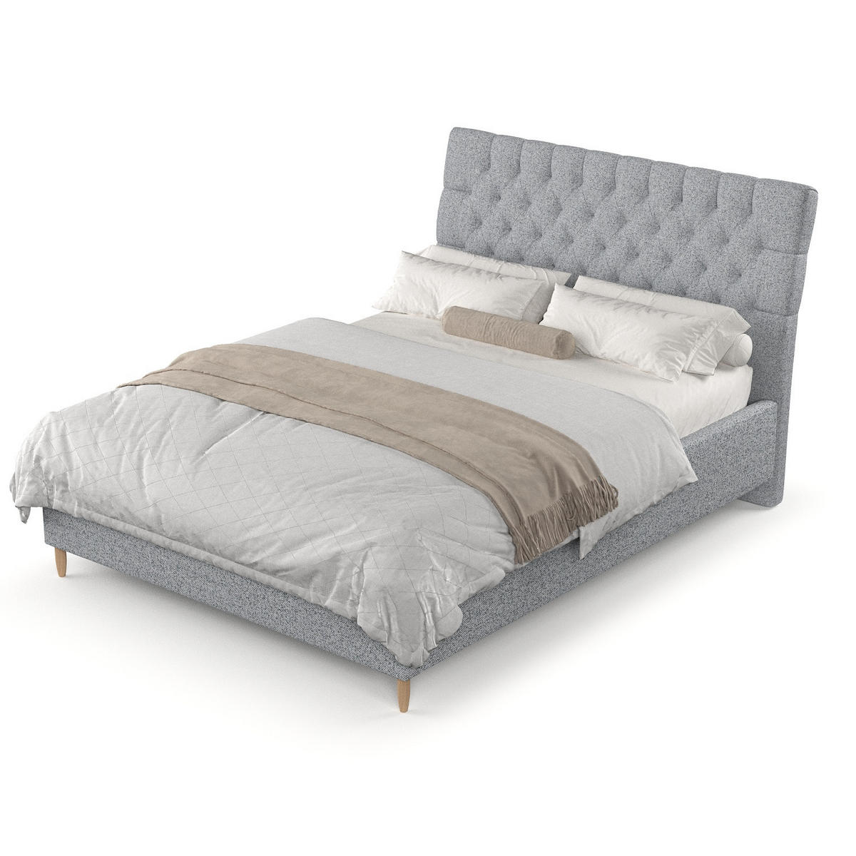 POLSTERBETT Lira 180/200 cm Grau im Riva Stoff - Naturfarben/Grau, Holz/Holzwerkstoff (180/200cm) - AltaBeds