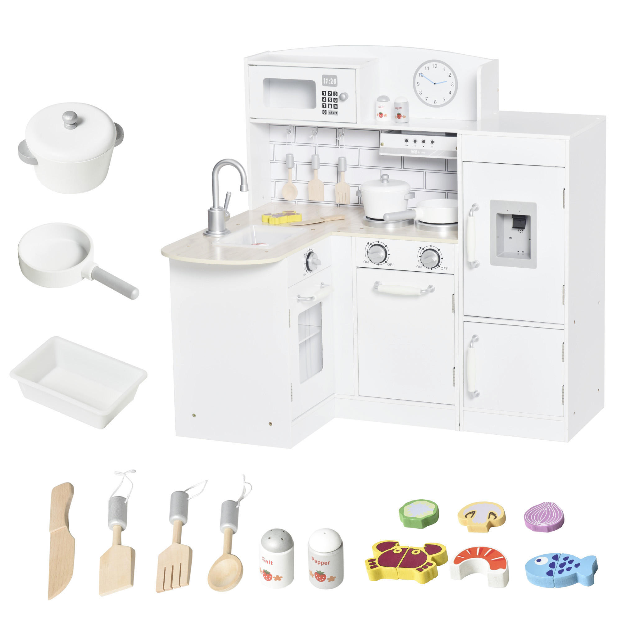 KINDERKÜCHE - Weiß, Holzwerkstoff (86/64/84.5cm) - HOMCOM