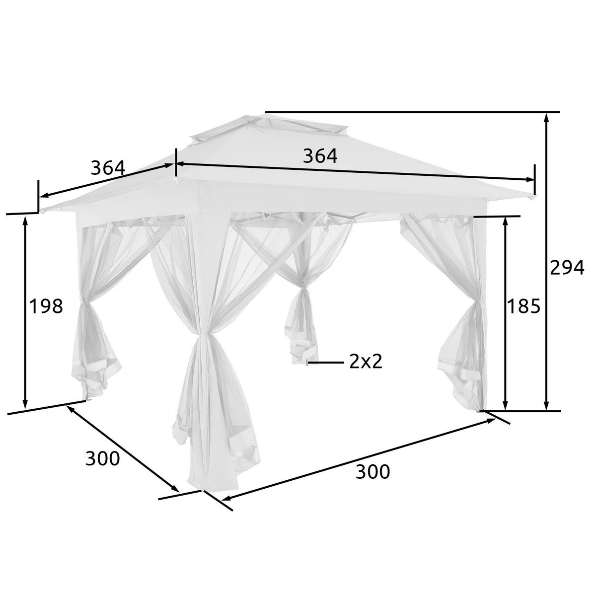 FALTPAVILLON Carabobo,inklusive Spannseile, Heringe sowie Transporttasche,braun - Braun, Kunststoff (364/294/364cm) - tectake