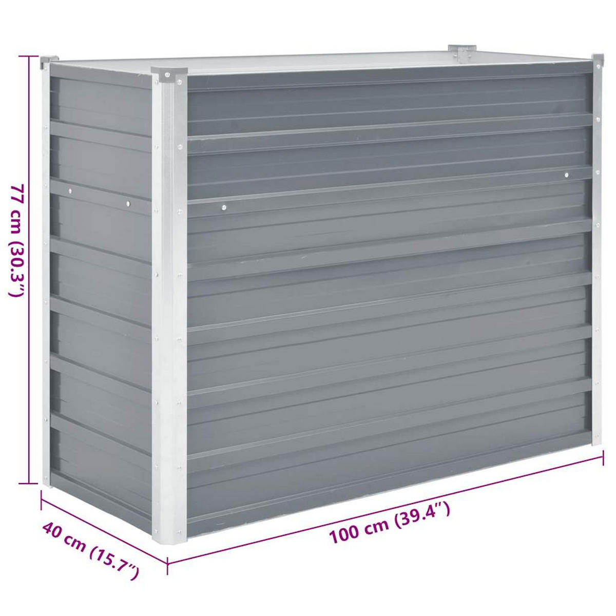 GARTEN-HOCHBEET Verzinkter Stahl 100/40/77 Cm Grau - Grau, Metall (40/77/100cm) - vidaXL