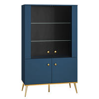 STAURAUMVITRINE Marine dunkelblau / gold 92 / 40 / 152 cm - Blau/Dunkelblau, Holz/Holzwerkstoff (92/152/40cm) - Feldmann-Wohnen