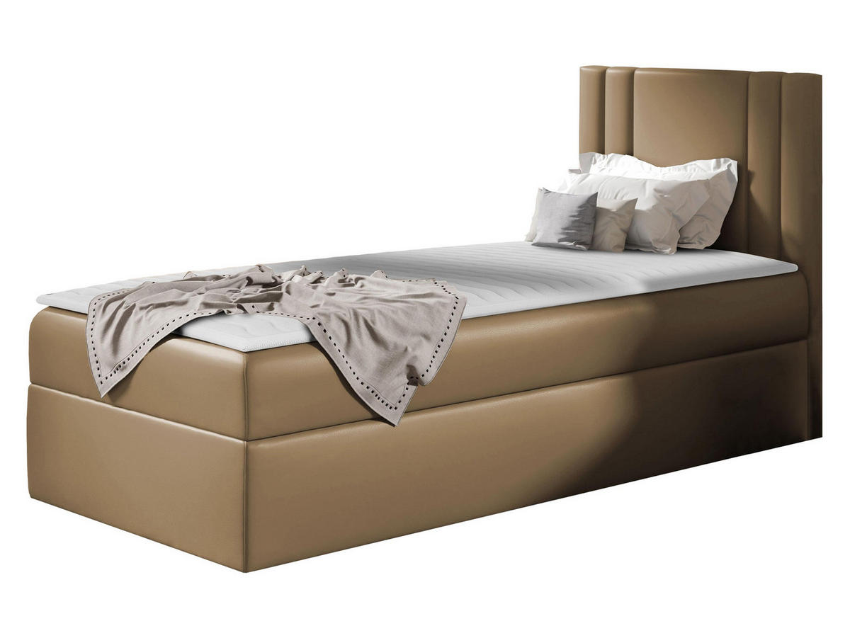 BOXBETT Carmen Mini, Seite zum Öffnen des Bettkastens: Rechts - Hellbraun, Holz (90/200cm) - MIRJAN24