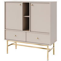 KOMMODE FLOREN, Creme/Gold - Creme, Holzwerkstoff/Metall (100.2/107.5/40.8cm) - KONSIMO®