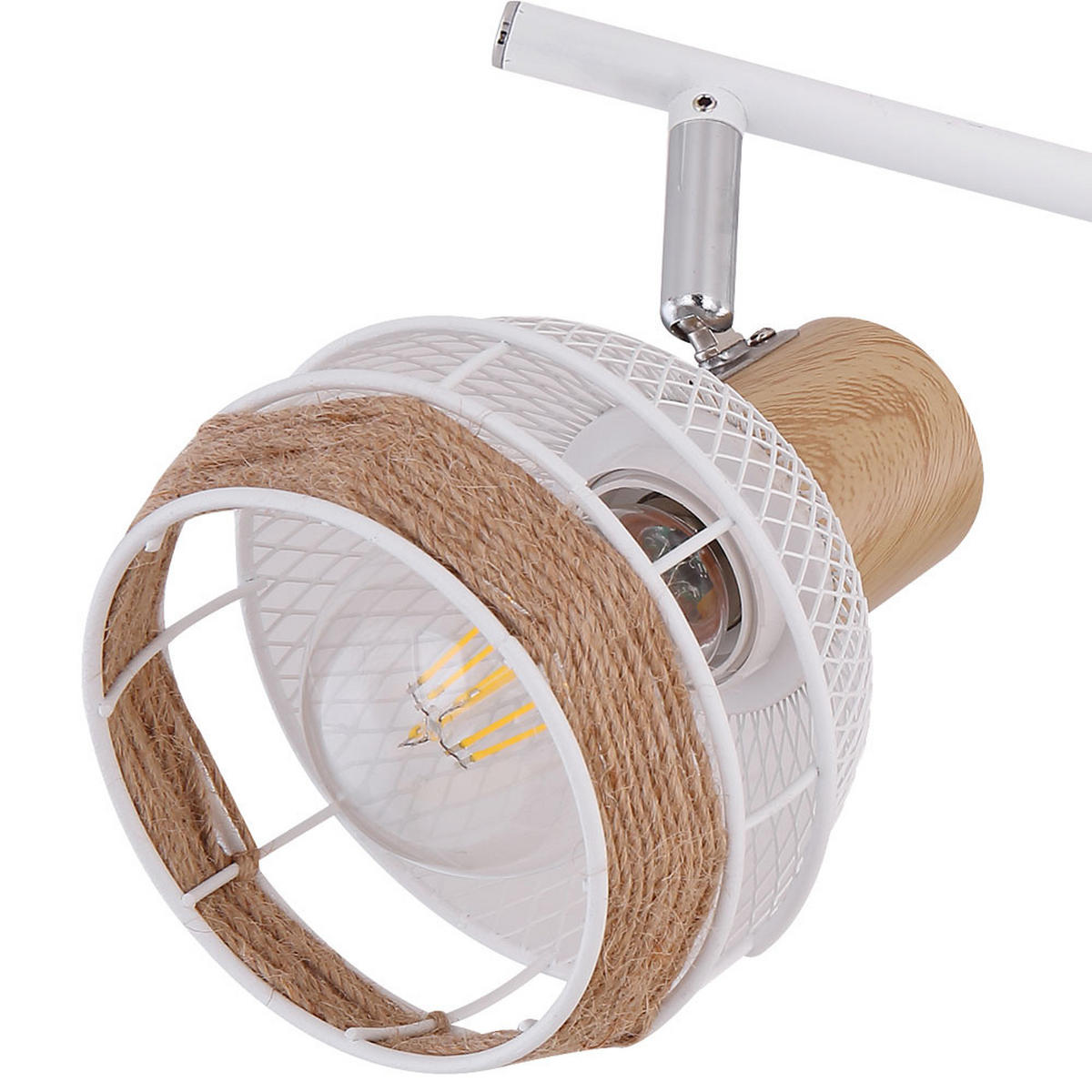 LED DECKENLEUCHTE Hanfseil Weiß Holzoptik - Weiß, Naturmaterialien (80/17.5/18.4cm)