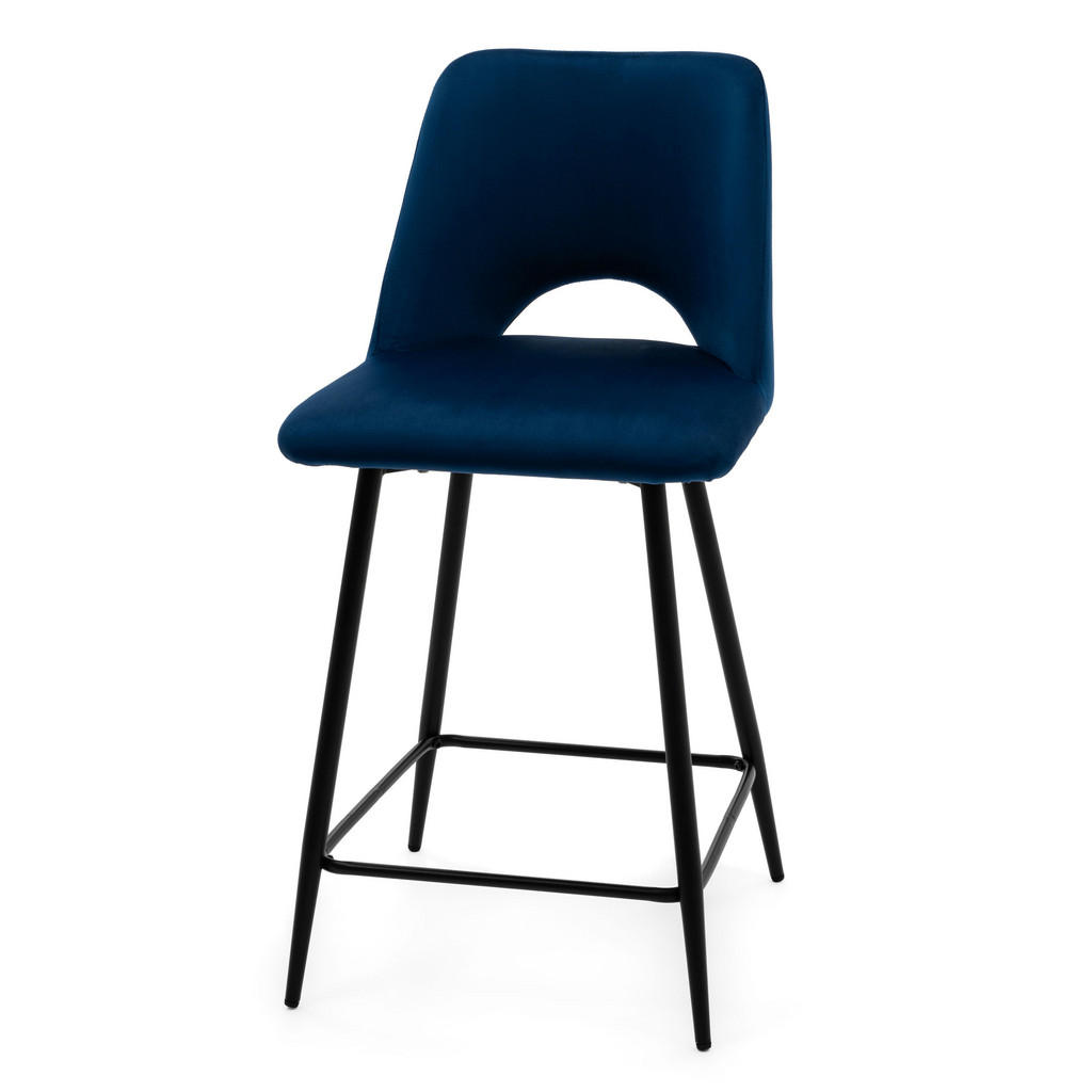 Thumbnail - NEW Home Barhocker, Dunkelblau, Textil, 48x94x55 cm, Esszimmer, Barmöbel, Barhocker