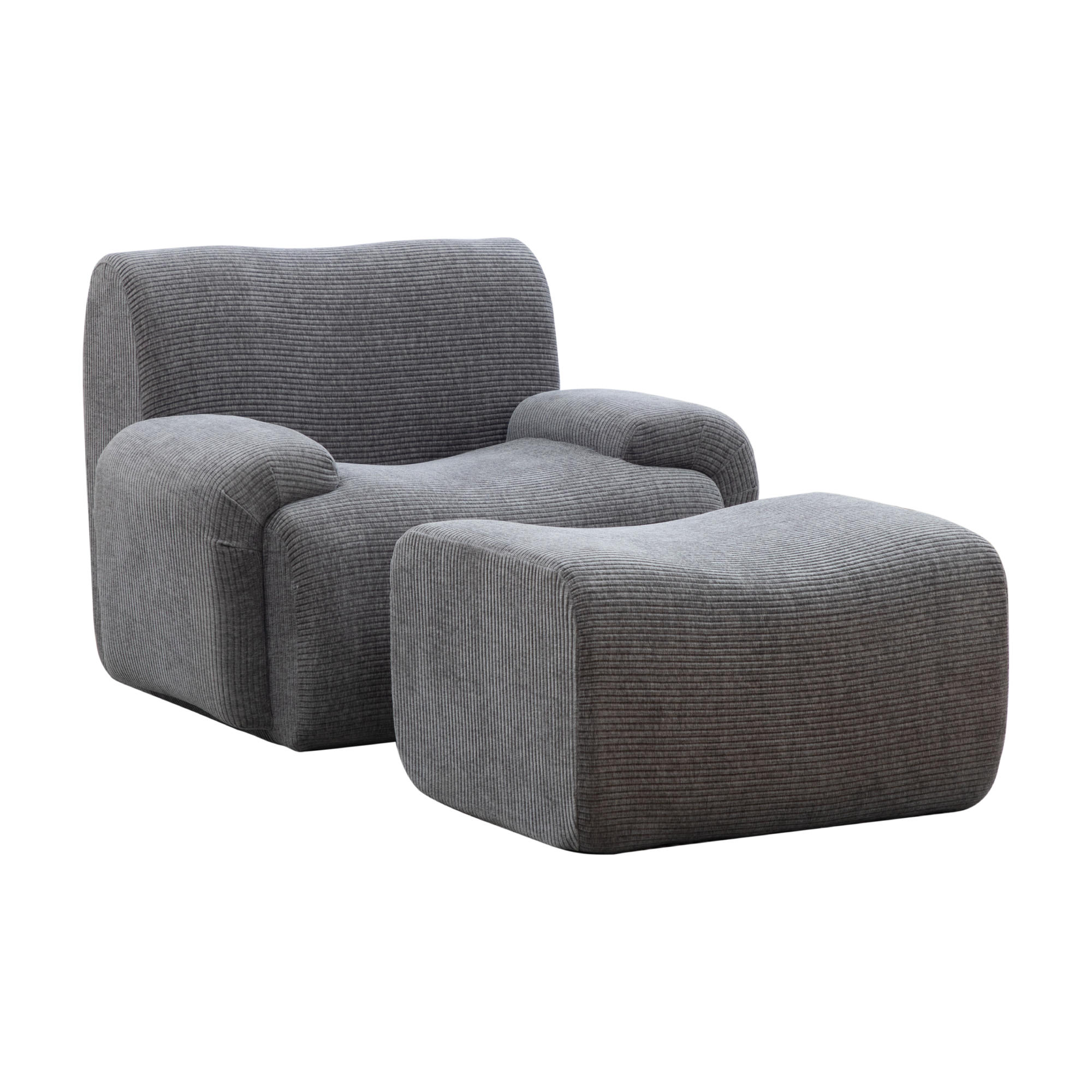 SESSEL DE-35123 mit Hocker Grau - Grau, Textil (94/78.5/113cm) - ComfortXL