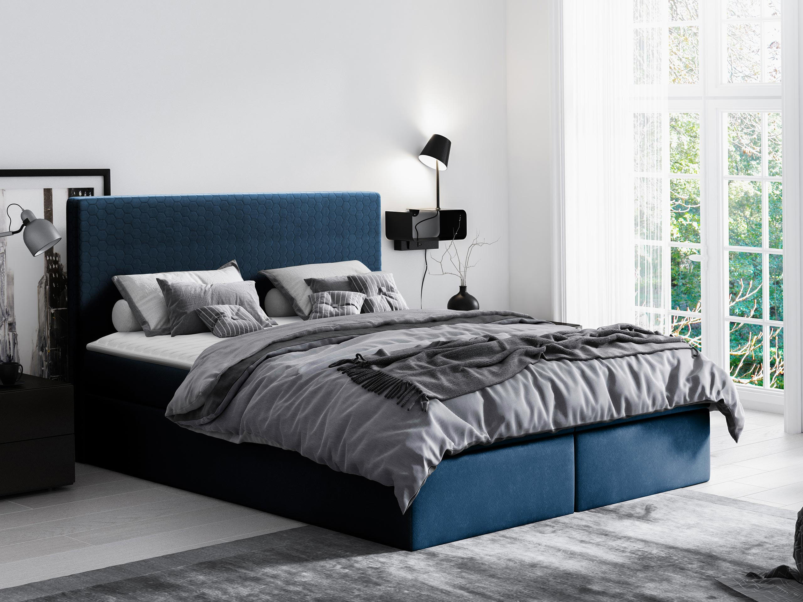 BOXBETT Cosmo - Dunkelblau, Holz (120/200cm) - MIRJAN24