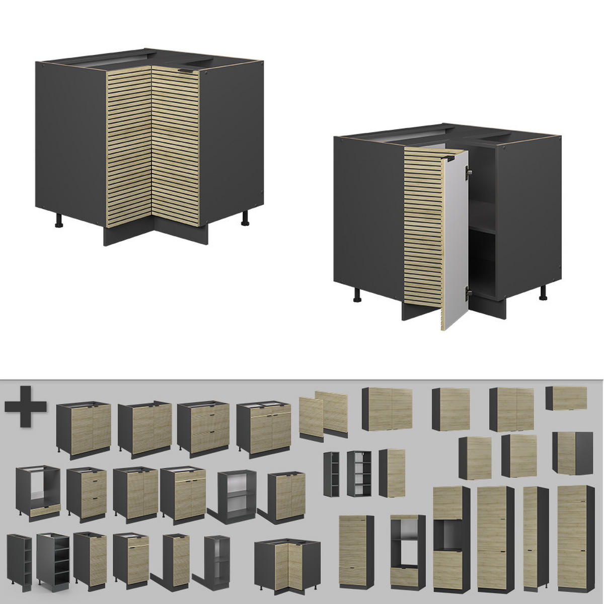 ROHOVÁ SKŘÍŇKA Fame-Line Dubový panel - antracitová/barva dubu, kompozitní dřevo (80.5/82/60cm) - Vicco