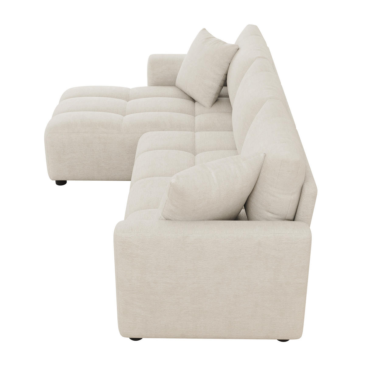 ECKSOFA 204/127/82.5 cm Beige Chenille mit 2 Zierkissen - Beige, Textil (204/127cm) - Oxeza