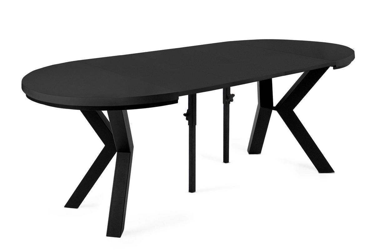 ESSTISCH ROSTEL Ausziehbar 100-220cm Rund, mattschwarz - Schwarz, Holz (100/220/75cm) - KONSIMO®