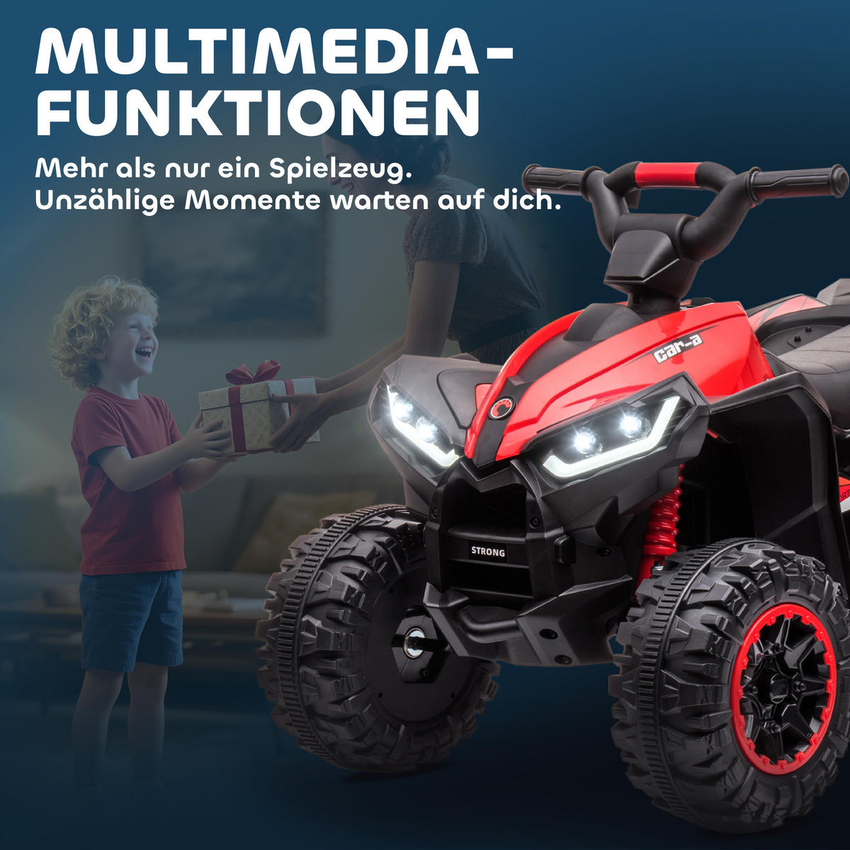 ELEKTRO Quad für Kinder, 12V Kinder Quad mit USB-Anschluss, Rot - Rot, Metall (83/53/55.5cm) - HOMCOM
