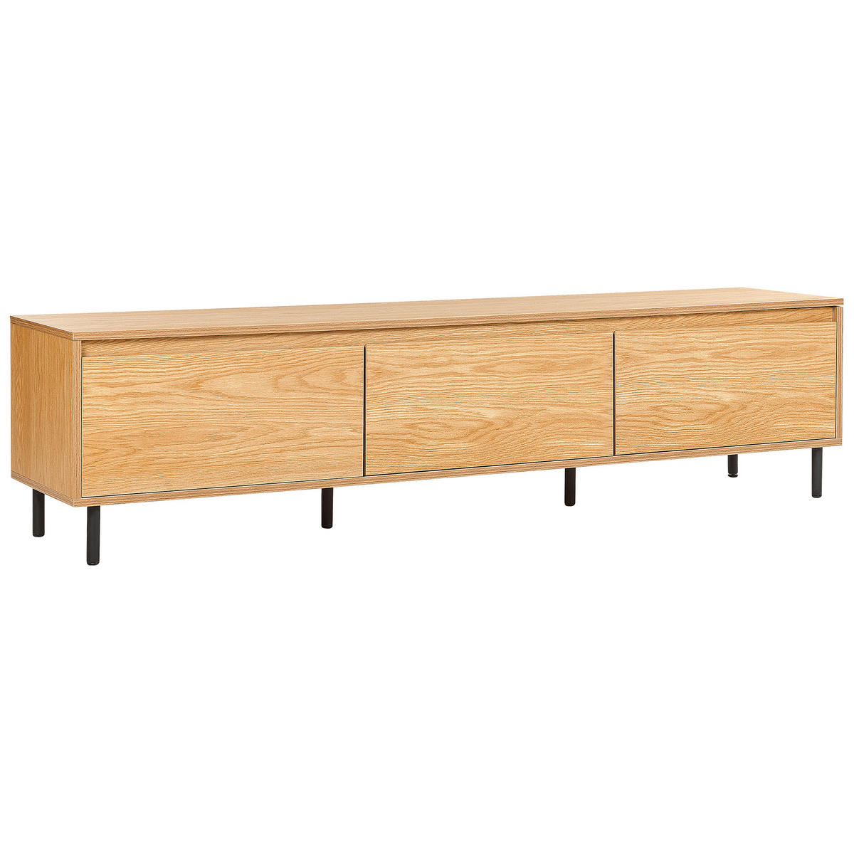 TV-MÖBEL Hellbraun, Schwarz Nikea 45/180/40 cm - Hellbraun, Holzwerkstoff (180/45/40cm) - Beliani