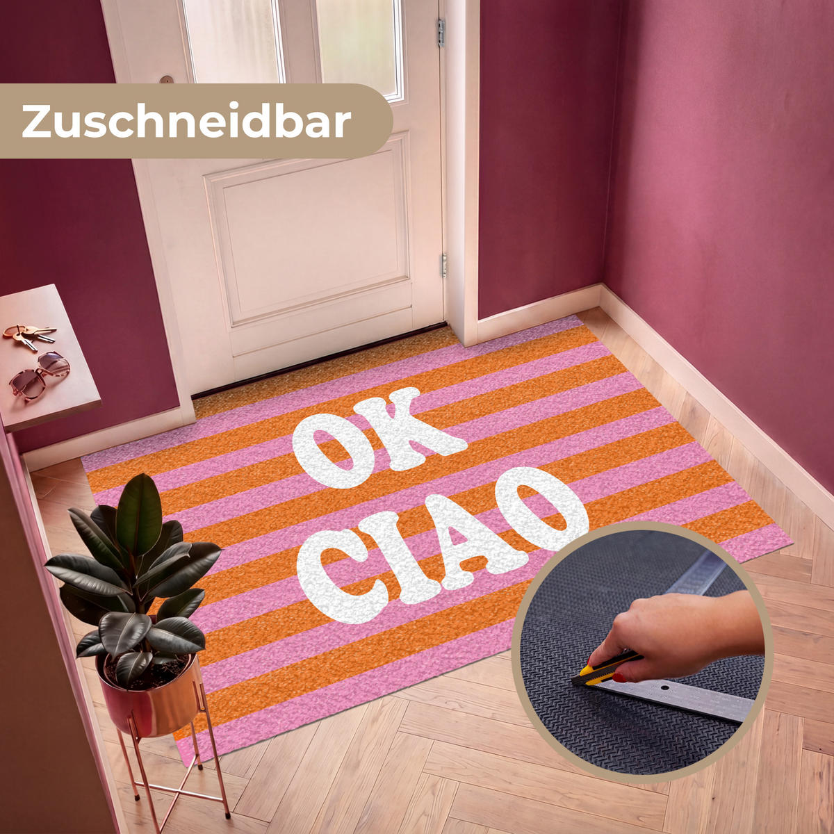 ROHOŽKA Ciao - Citát - Pruhy 180x120 cm - oranžová, plast (180/120cm) - MuchoWow