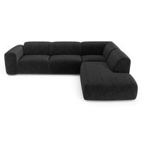 ECKSOFA RECHTS Gemusterter Samt Schwarz 269cm - Schwarz, Textil (269/221cm) - Sia Home