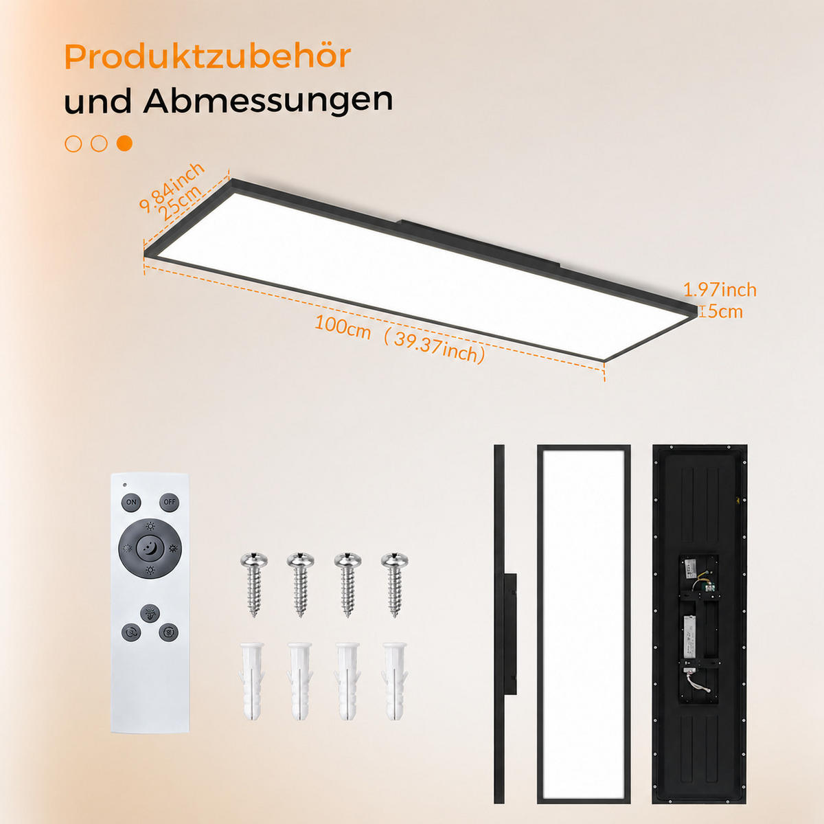 LED DECKENLEUCHTE Jorthal 100/25/5 cm - Schwarz, Kunststoff/Metall (100/25/5cm) - ZMH