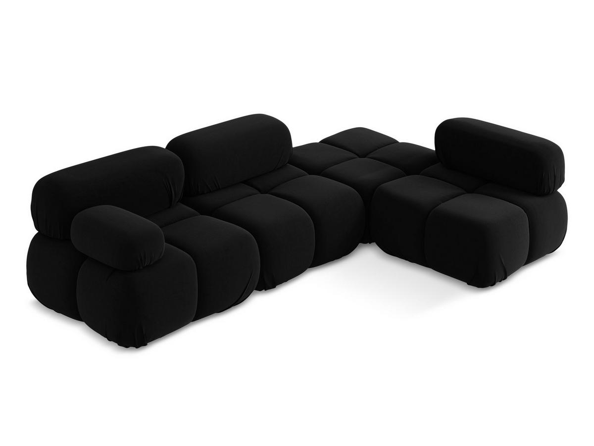 ECKSOFA Rechts Samt Stoff Schwarz - Schwarz/Orange, Kunststoff/Textil (285/190cm) - Makamii