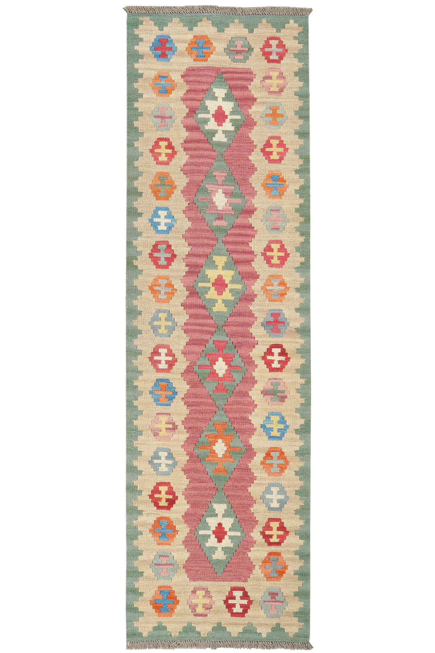 HANDWEBTEPPICH Kelim Gashgai Türkis 193/56 cm Schurwolle - Türkis, Textil (56/193cm) - Looma