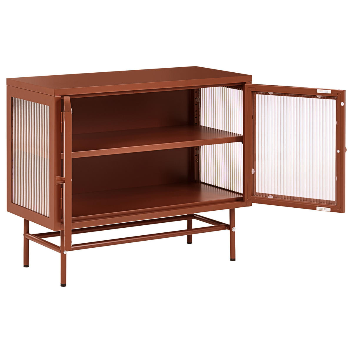 SIDEBOARD mit Glastüren Metall 77 cm Goldbraun Devon - Goldfarben/Braun, Metall (77/64/35cm) - Beliani