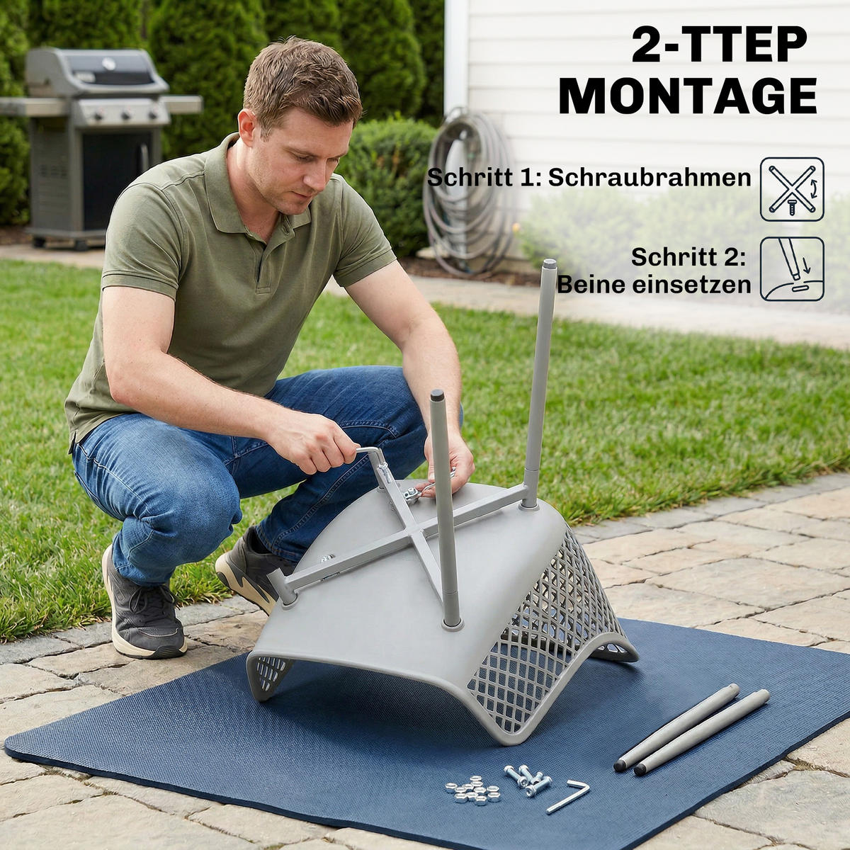 GARTENSTÜHLE 4er Set Metall Kunststoff Grau - Grau, Kunststoff/Metall (51/84/56cm) - Outsunny