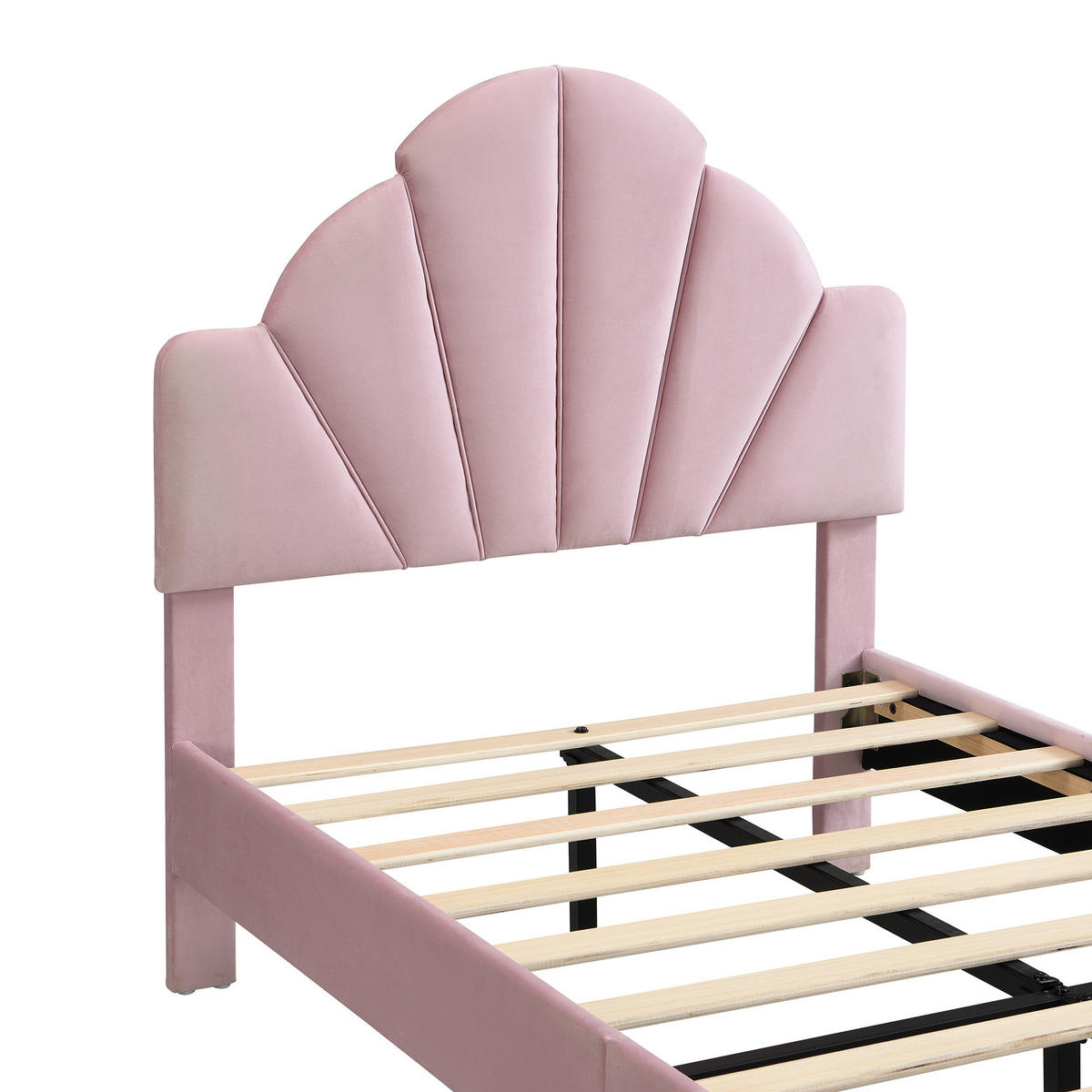 POLSTERBETT 90/200 cm in Rosa mit Bettbank und Antikollisionskanten Samt - Rosa, Holzwerkstoff/Textil (90/200cm) - STILVORA