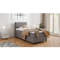 BOXBETT Diamaro 100x200 cm mit Bettkasten und Topper - Dunkelgrau - Grau, Holz (100/200cm) - Homesy