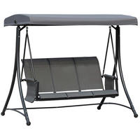 3-SITZER Hollywoodschaukel aus Metall 196 x 128 x 172 cm in Dunkelgrau mit Sonnendach - Dunkelgrau, Metall (196/172/128cm) - Modfu