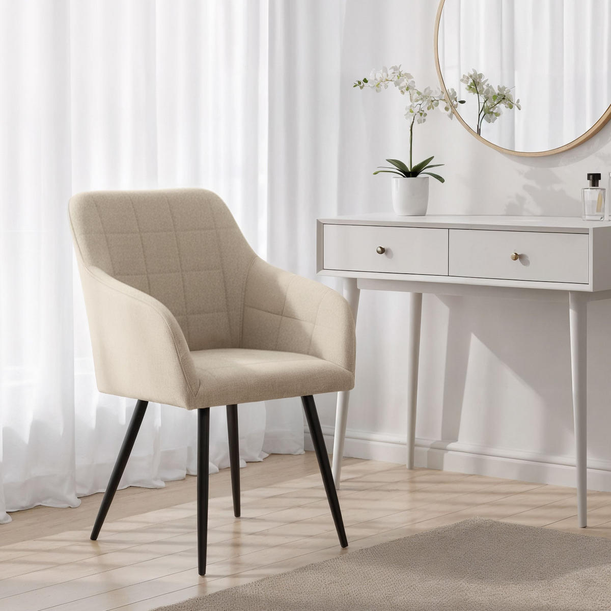 POLSTERSTUHL 4er Set, Metallbeine Beige, Gold, x 54/82/58 - Beige, Textil (54/82/58cm) - RAUMHIRSCH FURNITURE