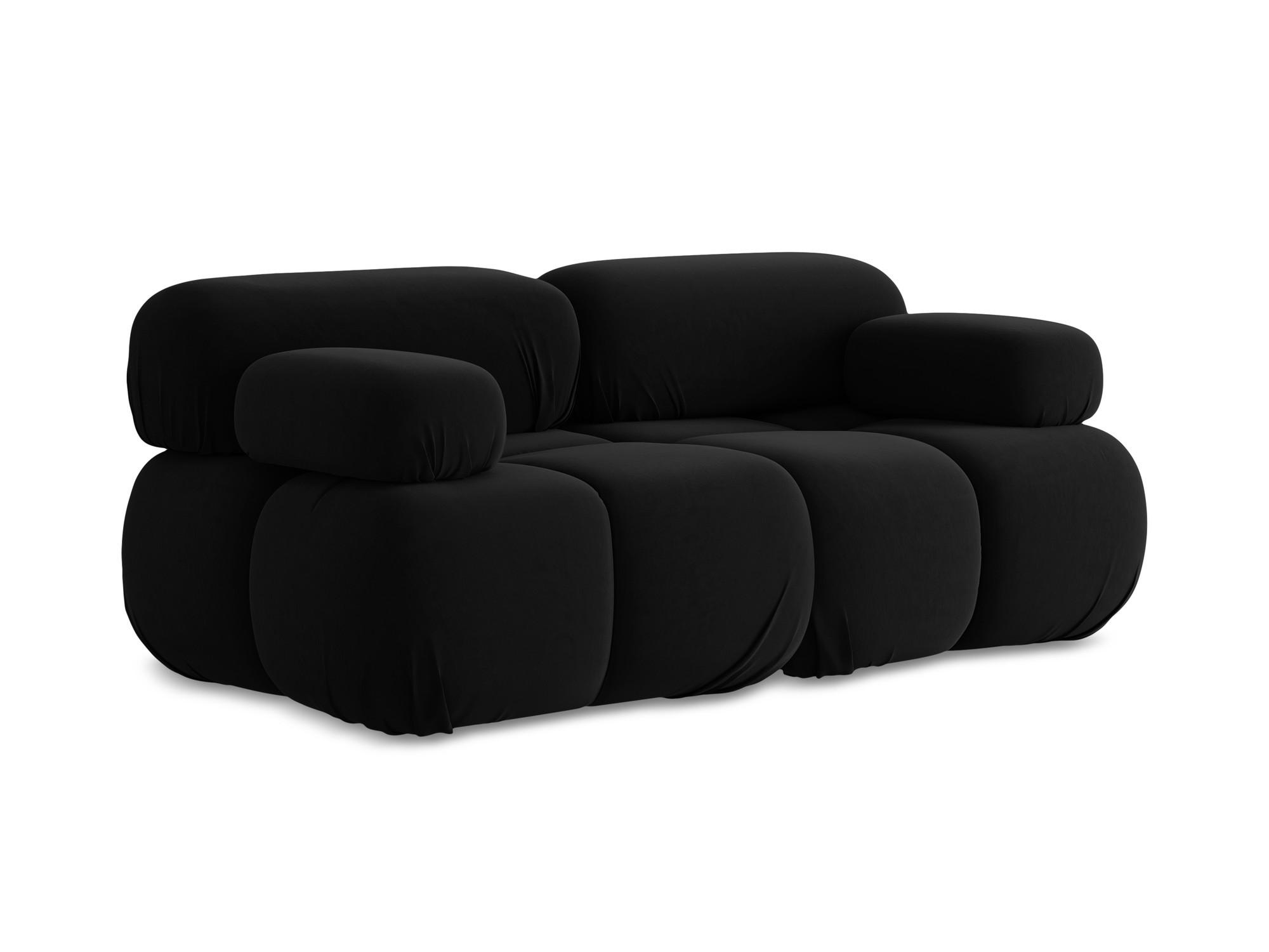 2-SITZER-SOFA Samt Stoff Schwarz - Schwarz/Orange, Kunststoff/Textil (190/70/96cm) - Makamii