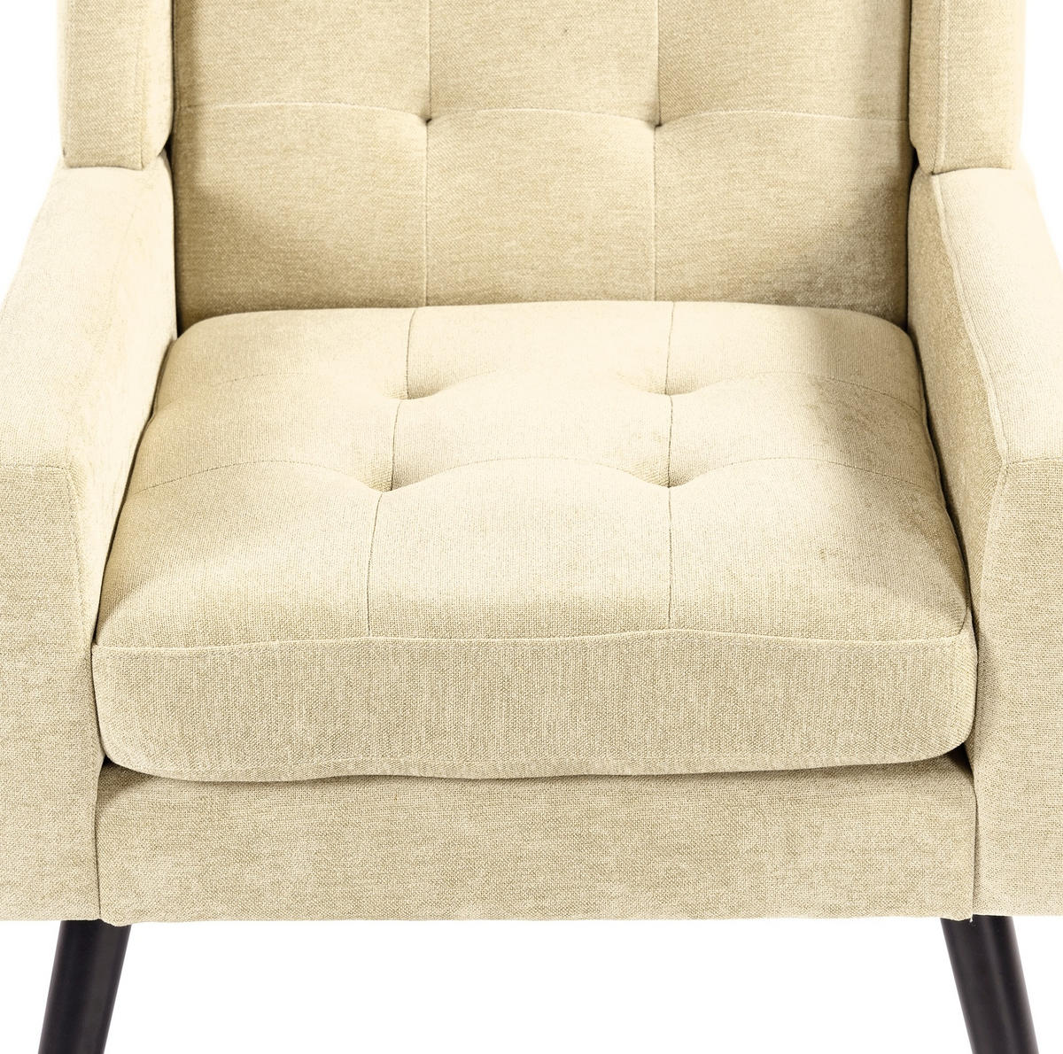 POLSTERSESSEL mit Leinenbezug in Beige – bis 130 kg belastbar - Beige, Textil (76/88/68cm) - BEAOK