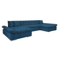 WOHNLANDSCHAFTEN Alia Cord - Chromfarben/Blau, Holz/Kunststoff (360/75/160cm) - MIRJAN24