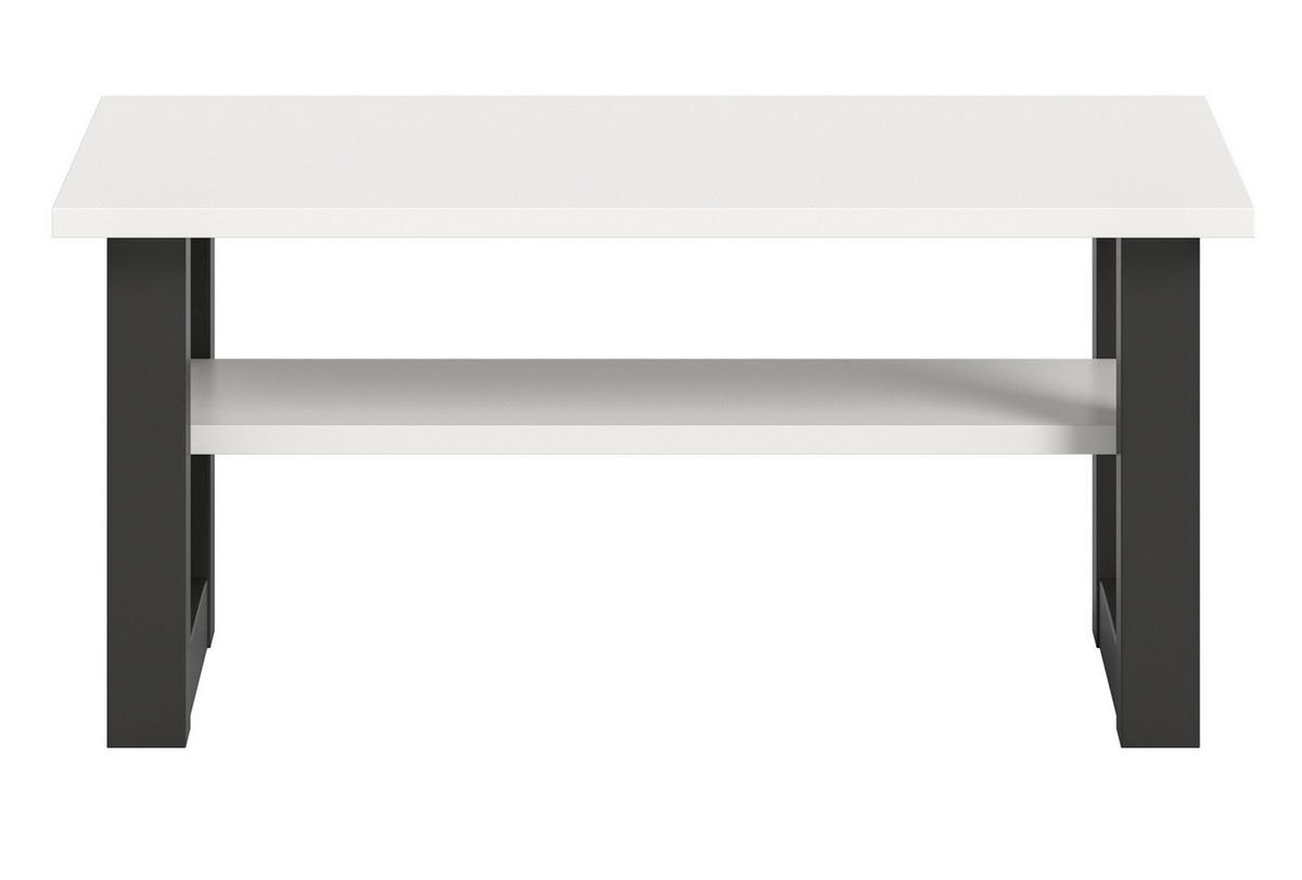 COUCHTISCH weiß, grau 90 x 50 cm, Wohnzimmertisch mit Ablage - Weiß/Grau, Holzwerkstoff/Metall (90/50/42cm) - Inn.Furn