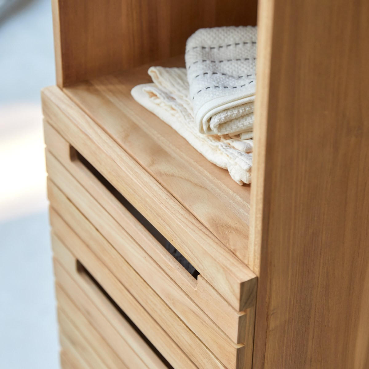 HOCHSCHRANK Slats Natur aus Teak - Naturfarben, Holz (41/180/41cm) - Tikamoon