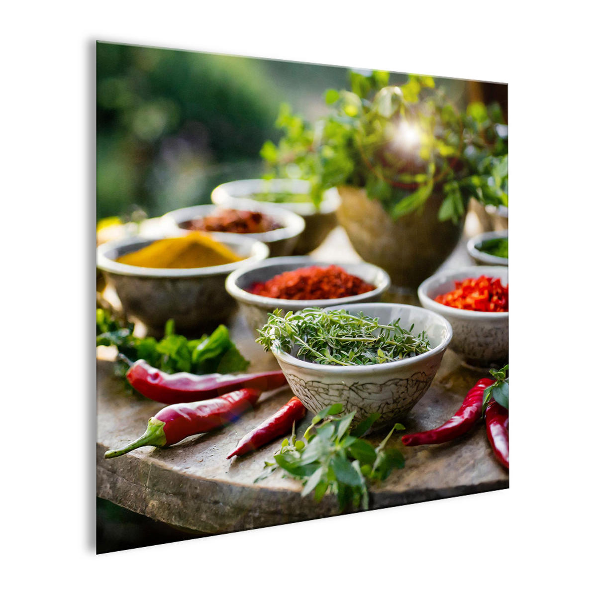 GLASBILD 30x30 cm Küche Kräuter - Gelb, Glas (30/30cm) - artissimo