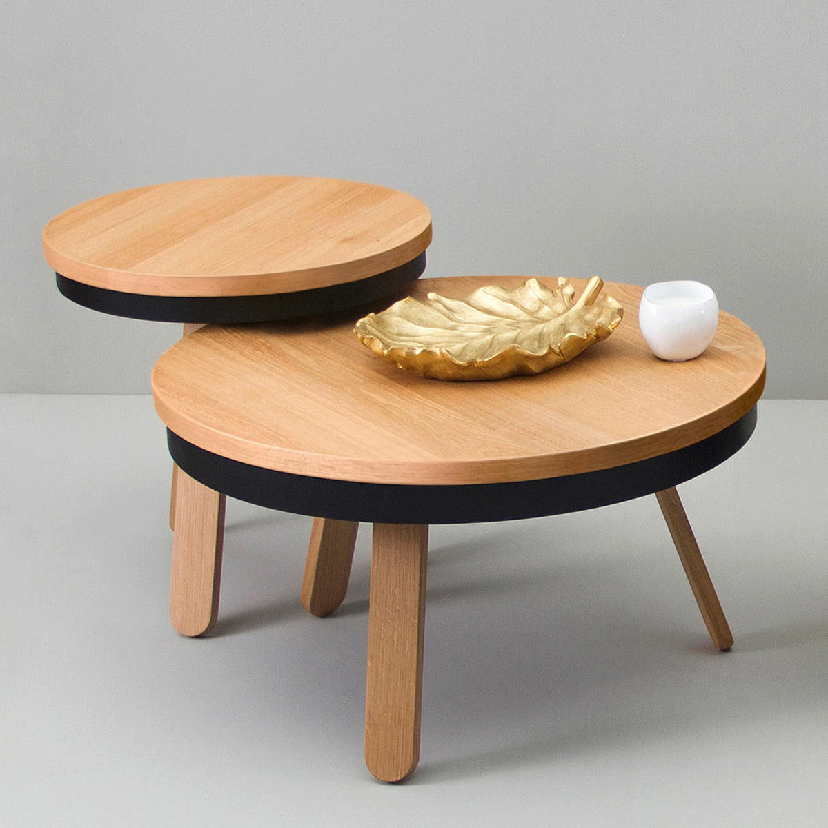 COUCHTISCH Batea M mit Stauraum - Eichefarben/Schwarz, Holz (62/62/35cm) - Woodendot