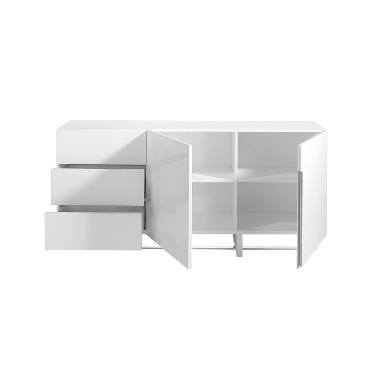 SIDEBOARD Weiß Stahl 180/42/85 cm - Edelstahlfarben/Weiß, Holz/Metall (180/85/42cm) - ANGEL CERDA