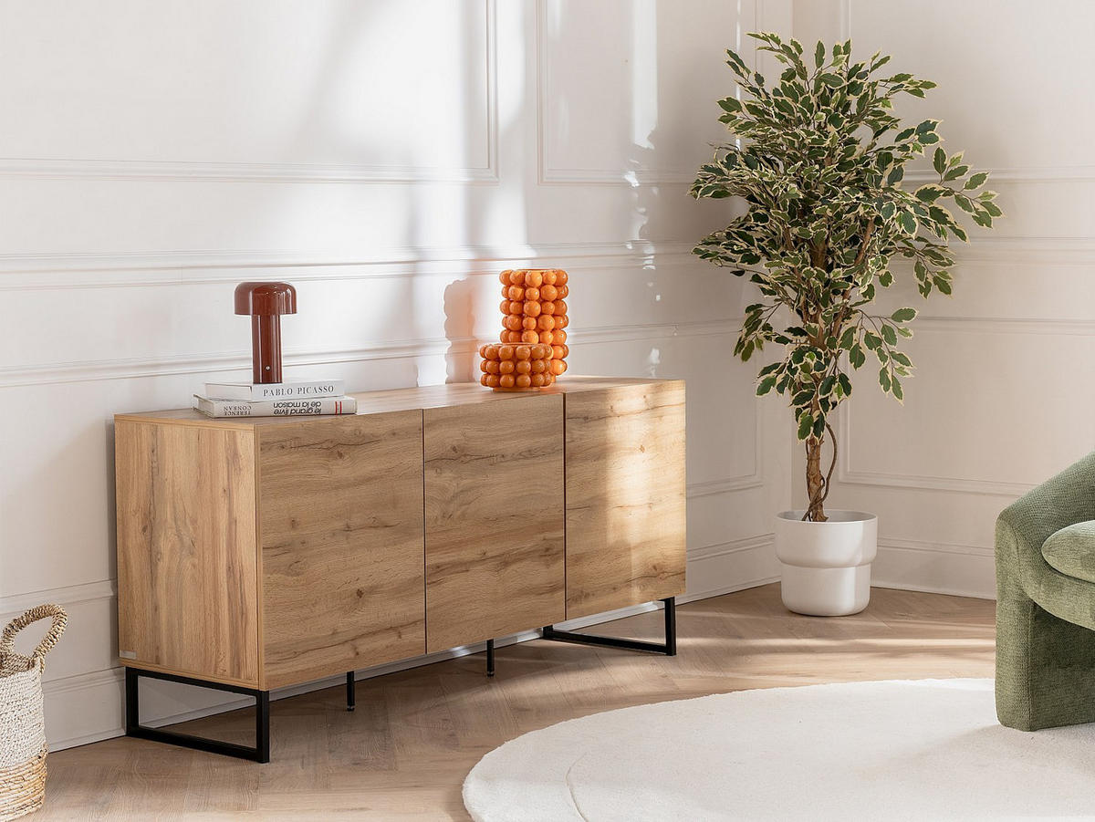 SIDEBOARD mit 3 Türen - Holzfarben - CEVANIA - Hellbraun, Holz (140/66/40cm) - Vente-Unique