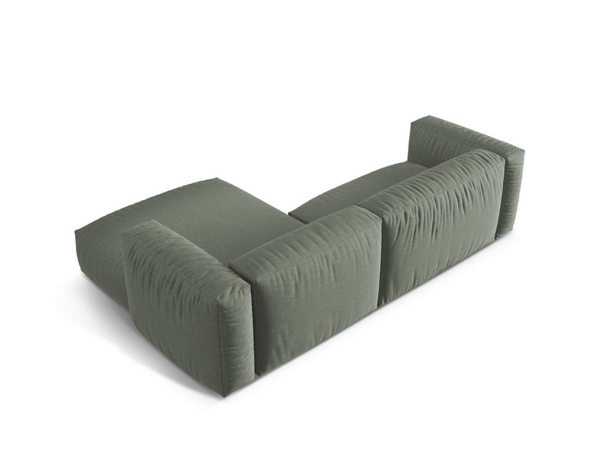 ECKSOFA modular rechts Martina aus strukturiertem Stoff moosgrün 2 Sitzplätze - Salbeigrün, Textil (176/283cm) - Micadoni