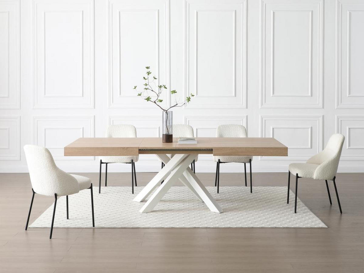 ESSTISCH ausziehbar - 6 bis 10 Personen - MDF & Metall - Holzfarben & Weiß - CATONAV - Naturfarben, Holz (240/90/75cm) - Vente-Unique