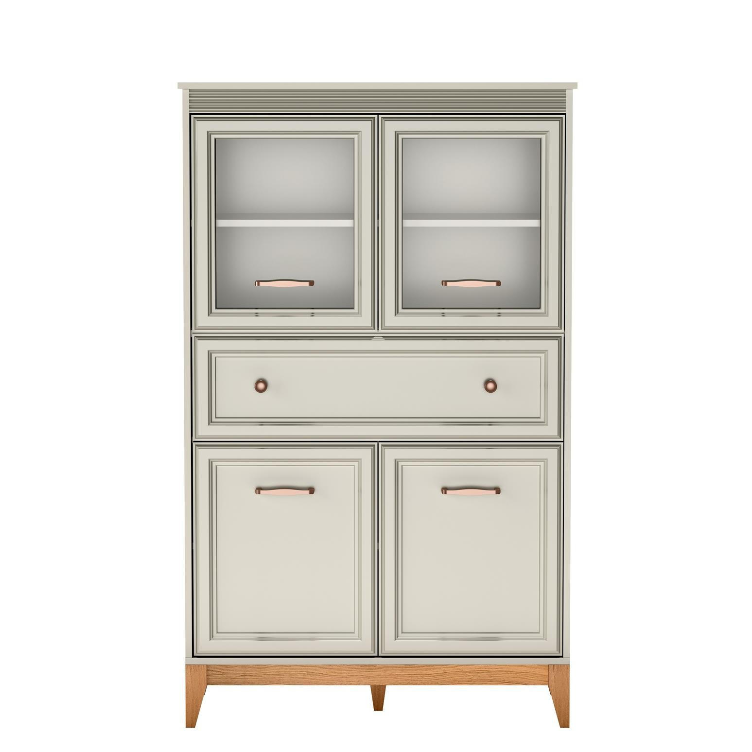 VITRINE Windsor Kaschmir, Viertürige mit Schublade - Kaschmir, Holzwerkstoff (92/151/41cm) - Bettso