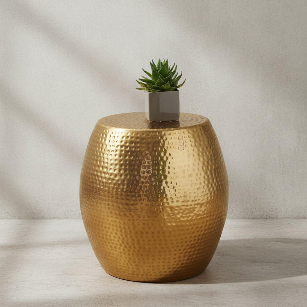 BEISTELLTISCH Aluminium Hammerschlag ENNS, Gold 42x42x42 cm - Goldfarben, Metall (42/42/42cm) - KADIMA DESIGN